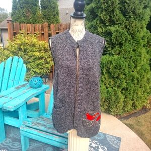 Woolrich XL Cardinal Bird Zipper Up Sweater Vest!